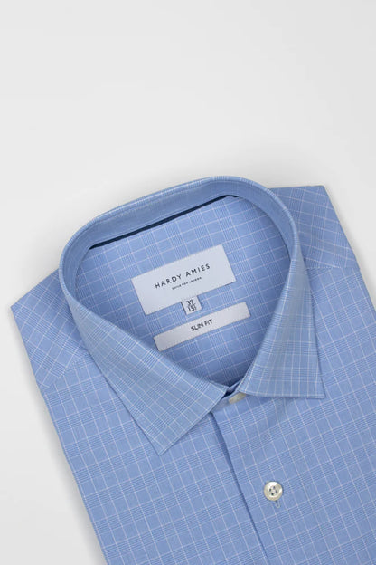 HARDY AMIES SLIM FIT CHECK L/S DRESS SHIRT HA412SF