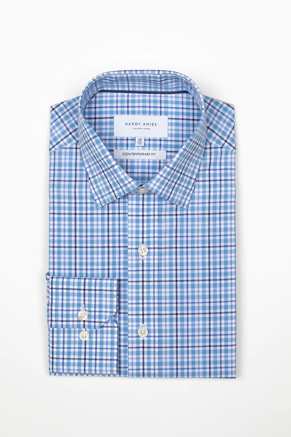 HARDY AMIES CONTEMPORARY FIT CHECK L/S DRESS SHIRT HA414S