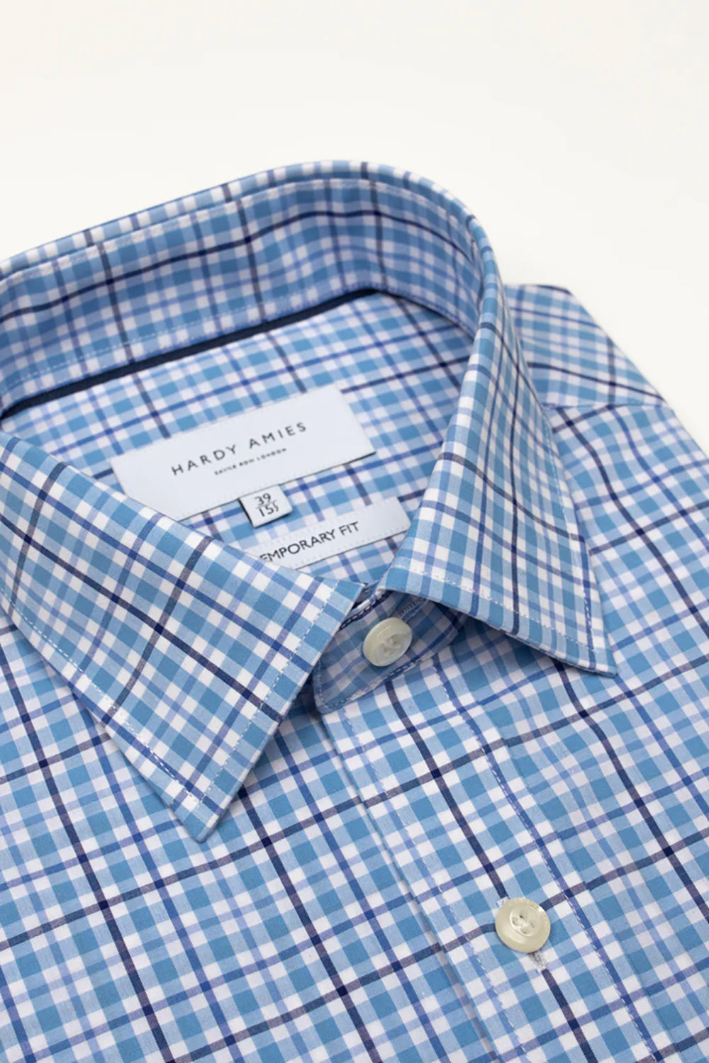 HARDY AMIES CONTEMPORARY FIT CHECK L/S DRESS SHIRT HA414S