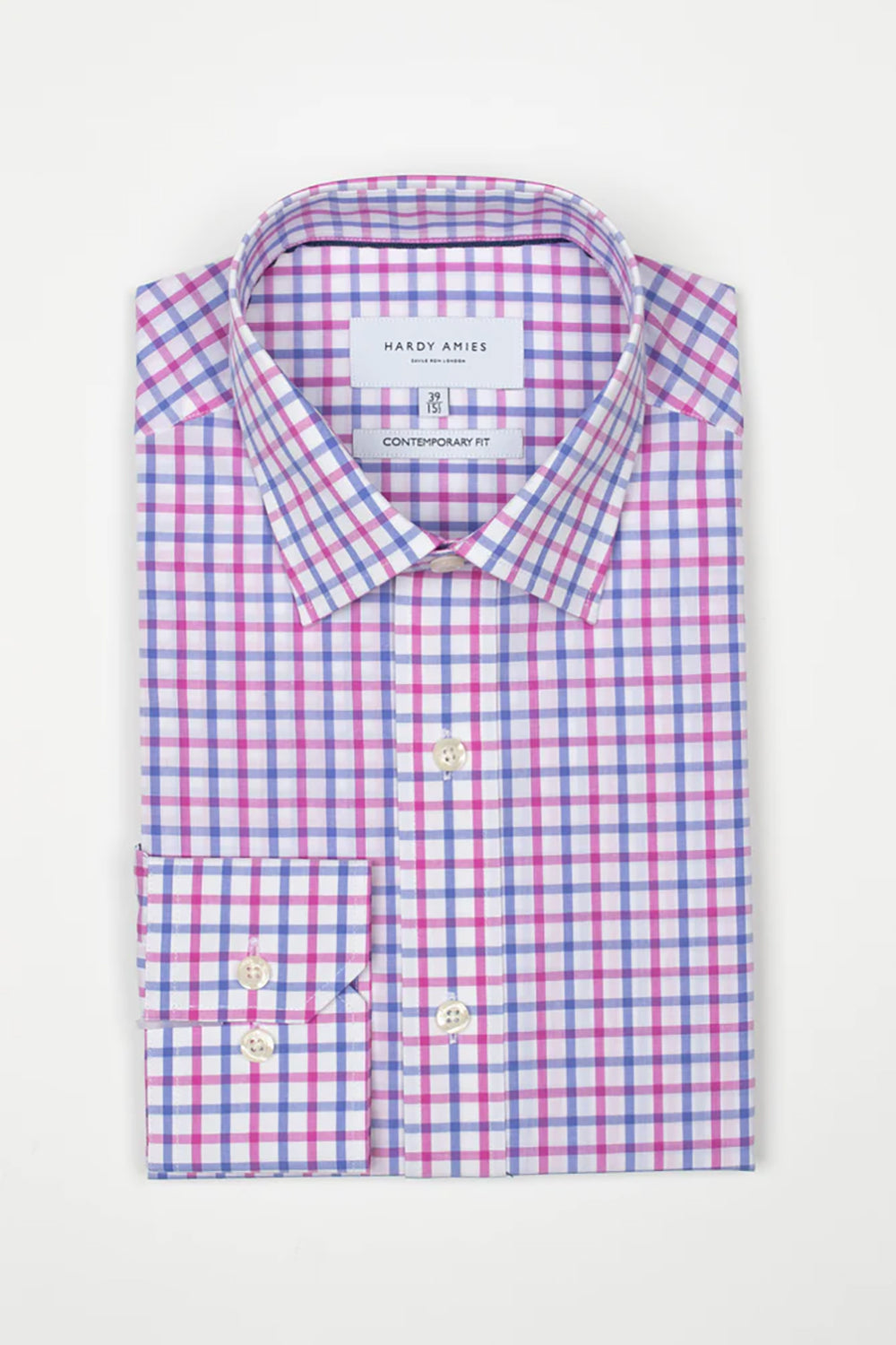 HARDY AMIES CONTEMPORARY FIT CHECK L/S DRESS SHIRT HA415S