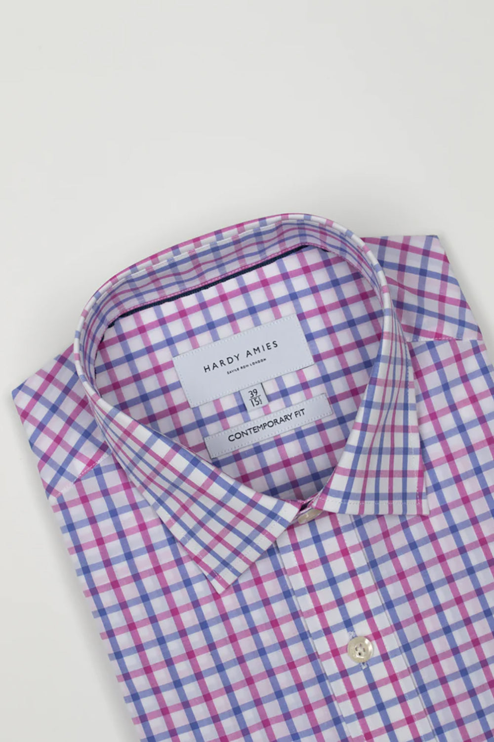 HARDY AMIES CONTEMPORARY FIT CHECK L/S DRESS SHIRT HA415S