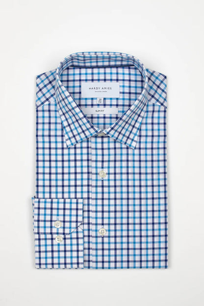 HARDY AMIES SLIM FIT CHECK L/S DRESS SHIRT HA416SF