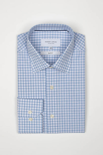 HARDY AMIES SLIM FIT CHECK L/S DRESS SHIRT HA418SF