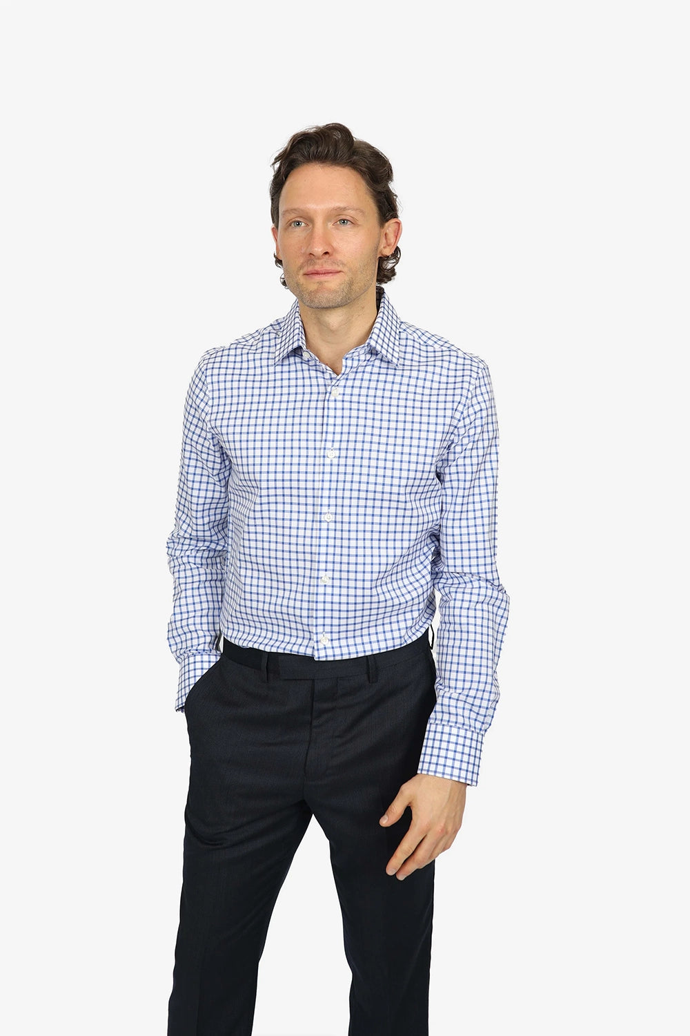 HARDY AMIES CHECK SLIM FIT L/S SHIRT HA450SF
