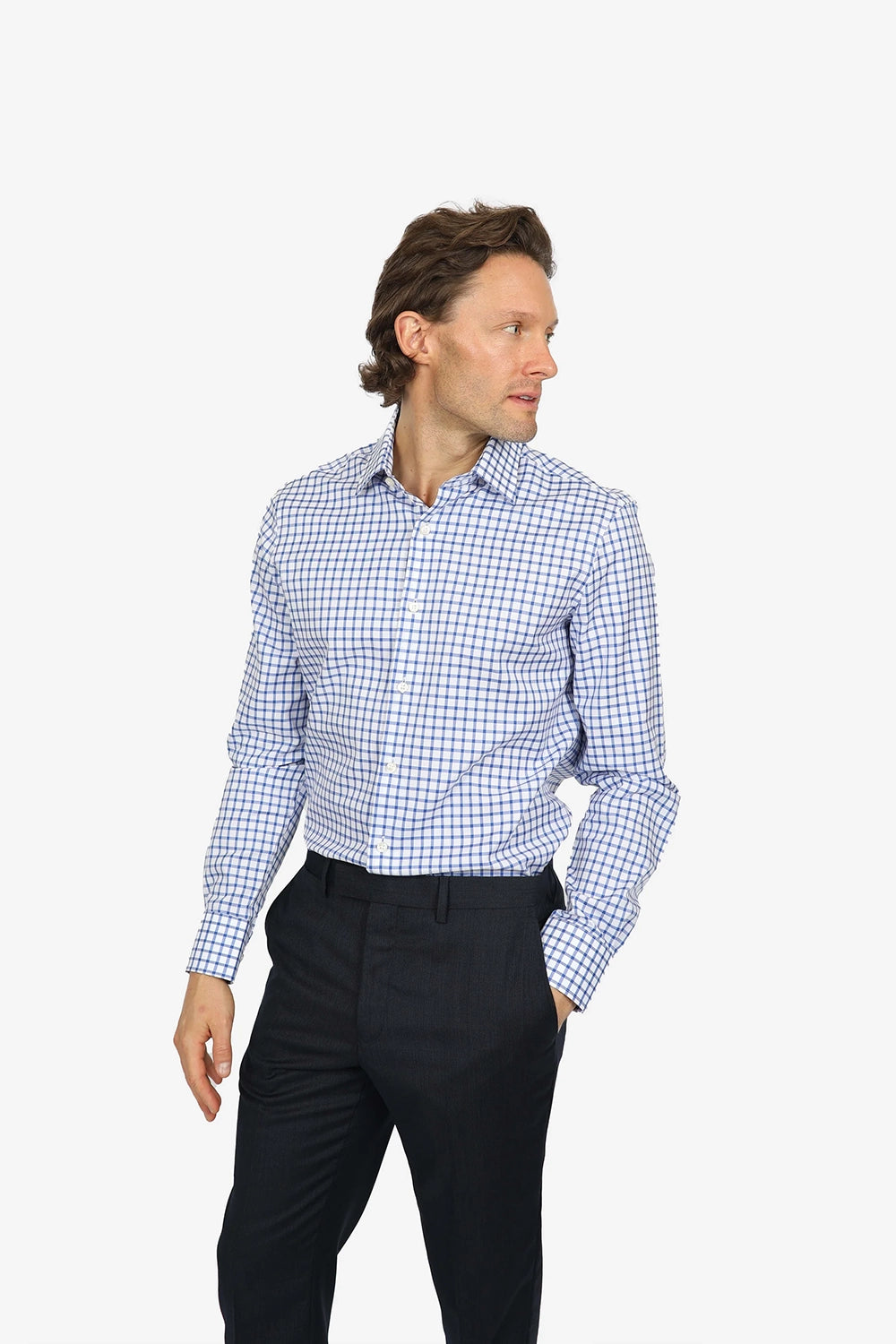 HARDY AMIES CHECK SLIM FIT L/S SHIRT HA450SF