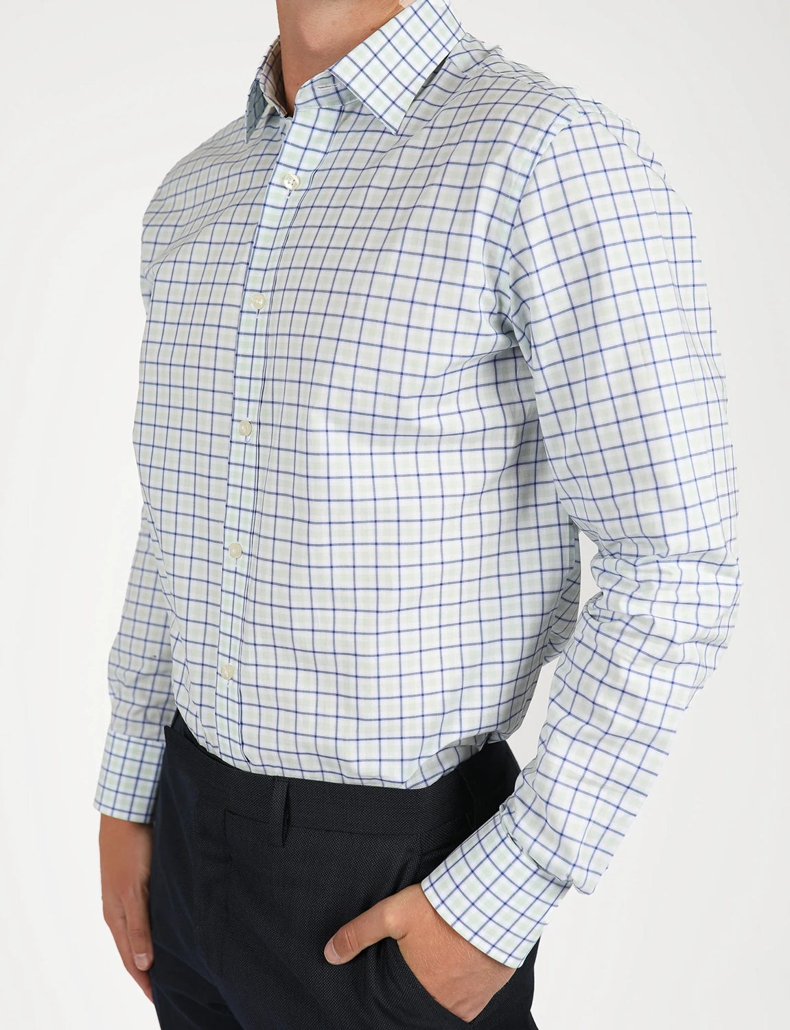 HARDY AMIES CHECK CONTEMPORARY FIT L/S SHIRT HA464S