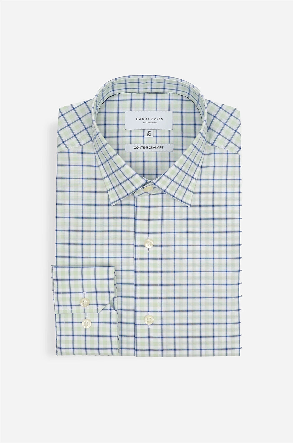 HARDY AMIES CHECK CONTEMPORARY FIT L/S SHIRT HA464S
