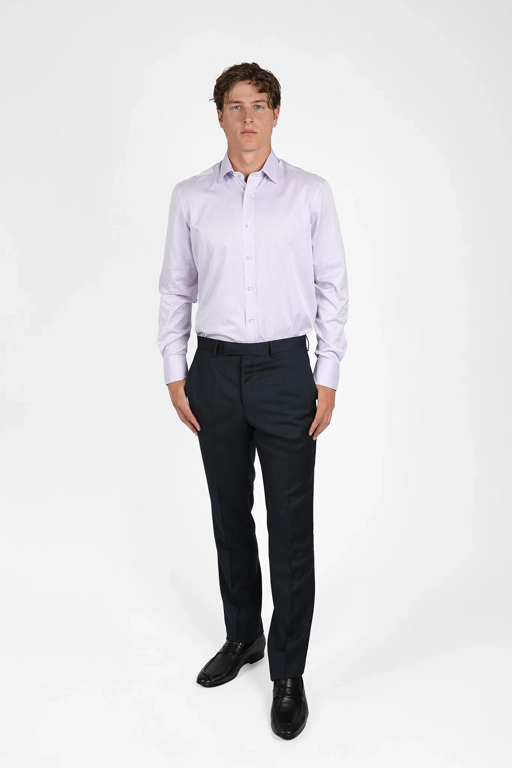 HARDY AMIES CHECK CONTEMPORARY FIT L/S SHIRT HA470S