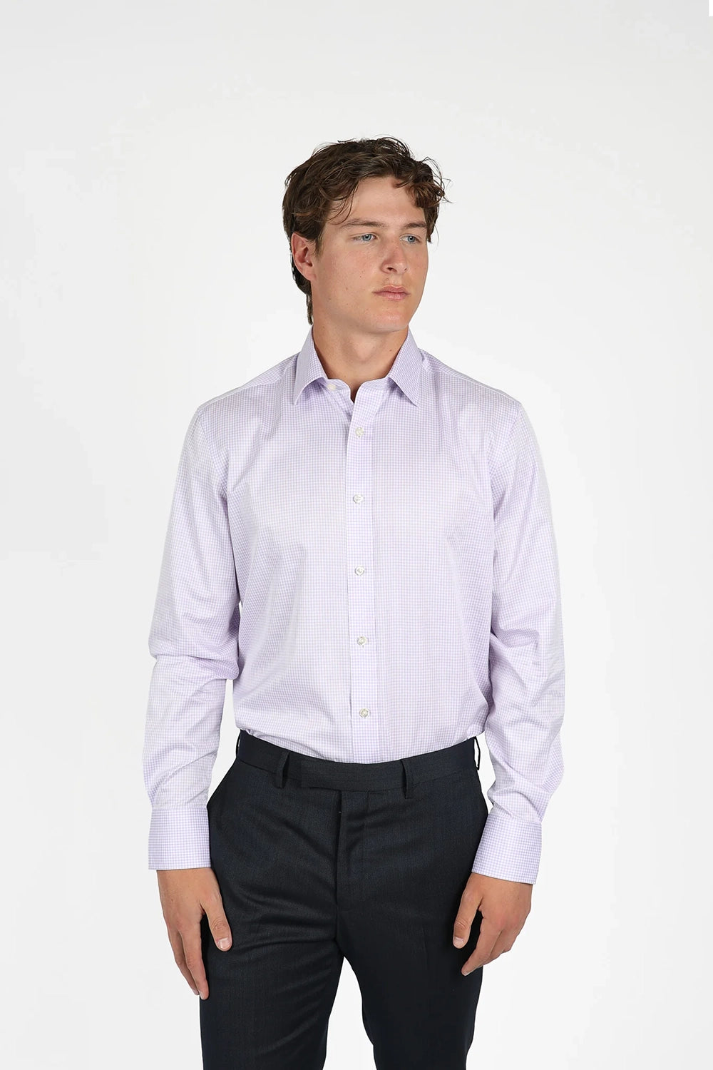HARDY AMIES CHECK CONTEMPORARY FIT L/S SHIRT HA470S