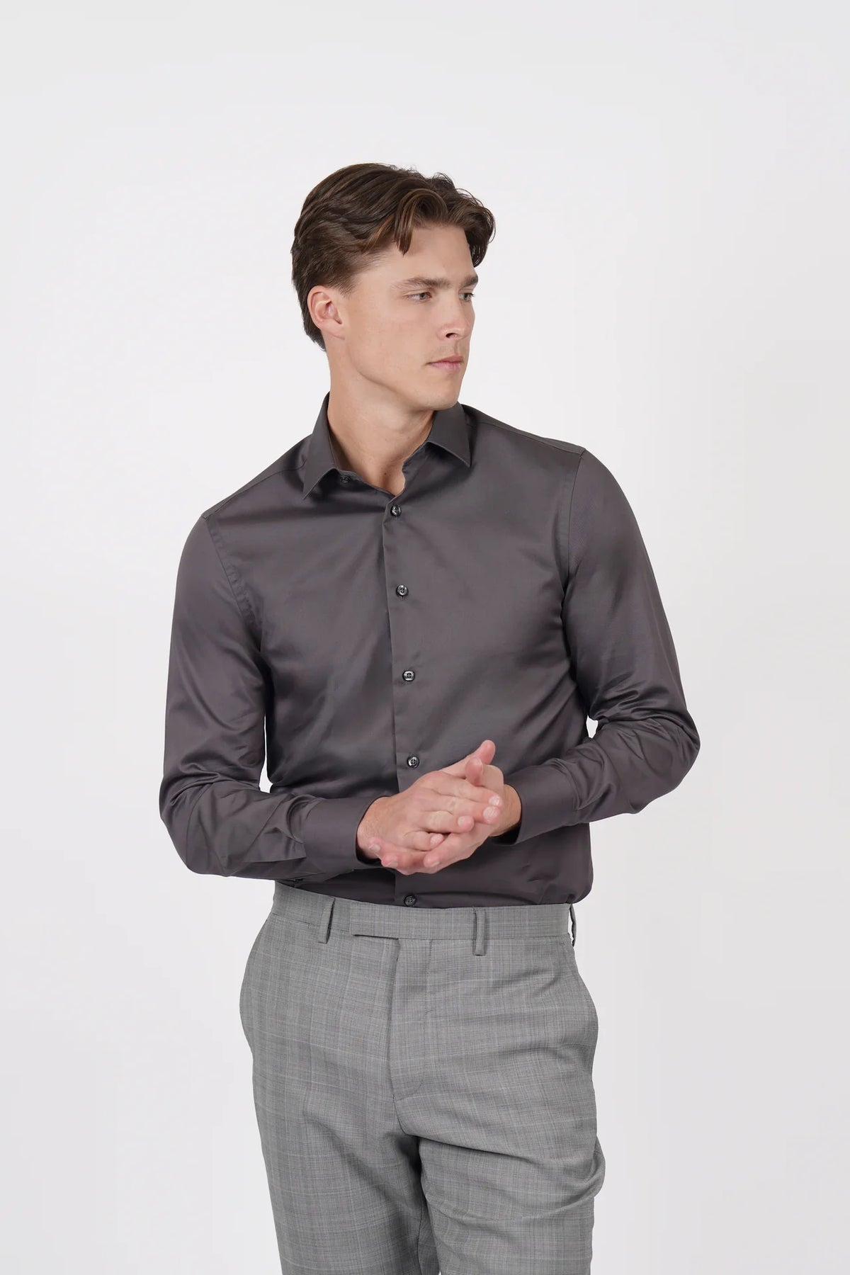 HARDY AMIES SLIM FIT L/S DRESS SHIRT HA496SF