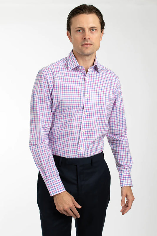 HARDY AMIES CONTEMPORARY FIT CHECK L/S DRESS SHIRT HA415S