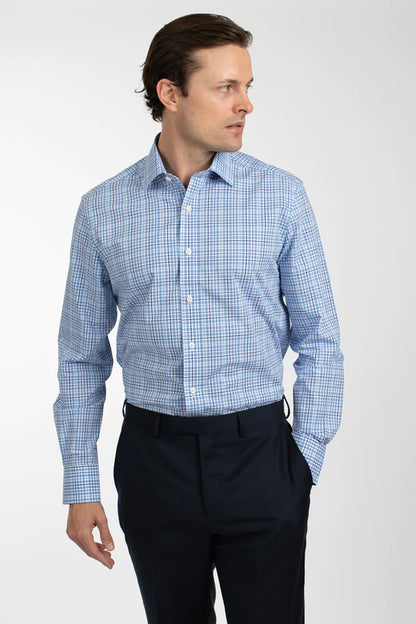 HARDY AMIES CONTEMPORARY FIT CHECK L/S DRESS SHIRT HA414S