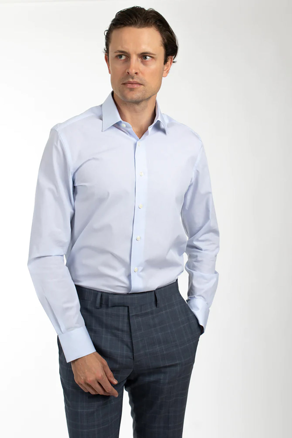 HARDY AMIES FINE STRIPE SLIM FIT L/S DRESS SHIRT HA405SF