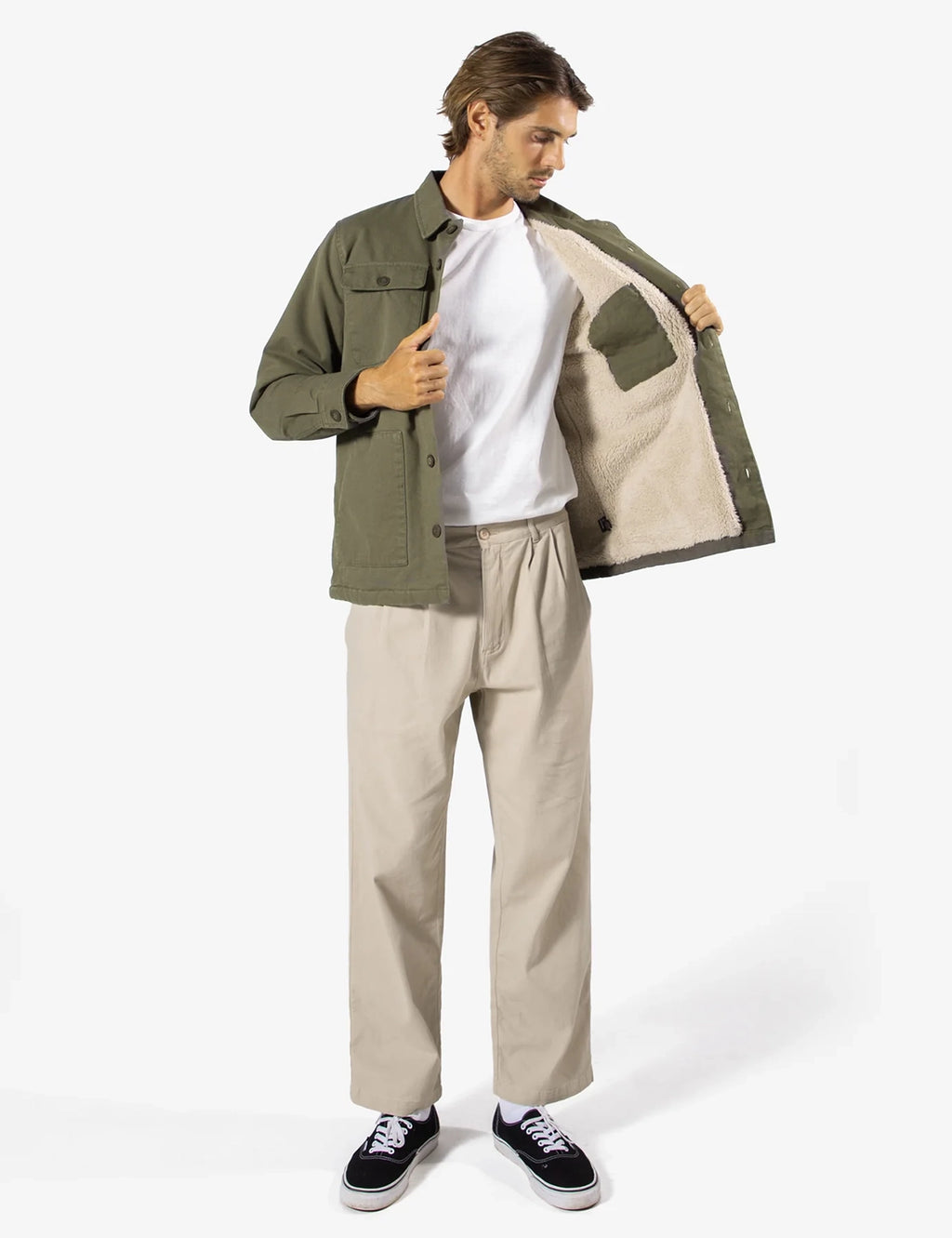 MR SIMPLE COTTON CANVAS STOCKYARD SHERPA JACKET M093416