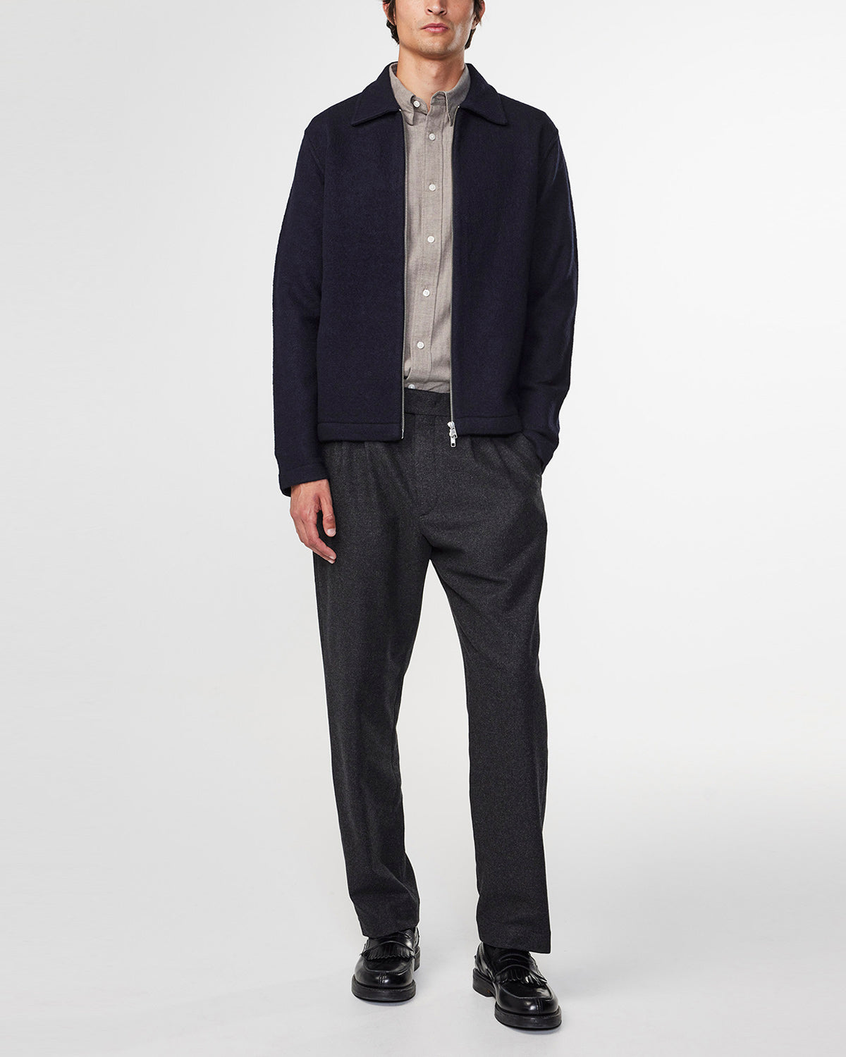 NN07 IVAN BOILED MERINO WOOL ZIP THRU JACKET 6398