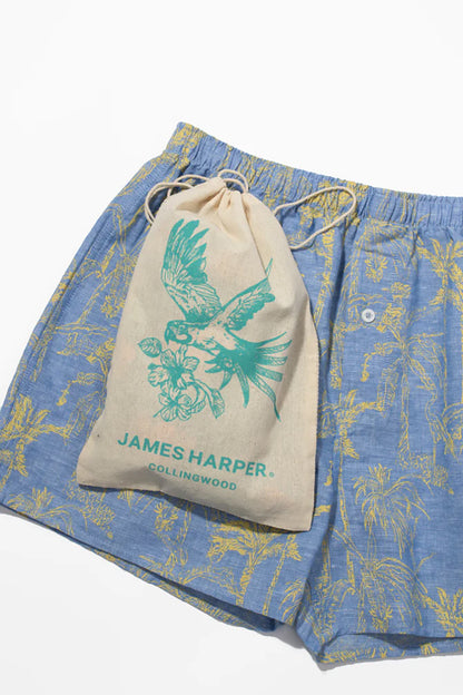 JAMES HARPER EDEN PRINT COTTON / LINEN BOXER SHORT JHBX69