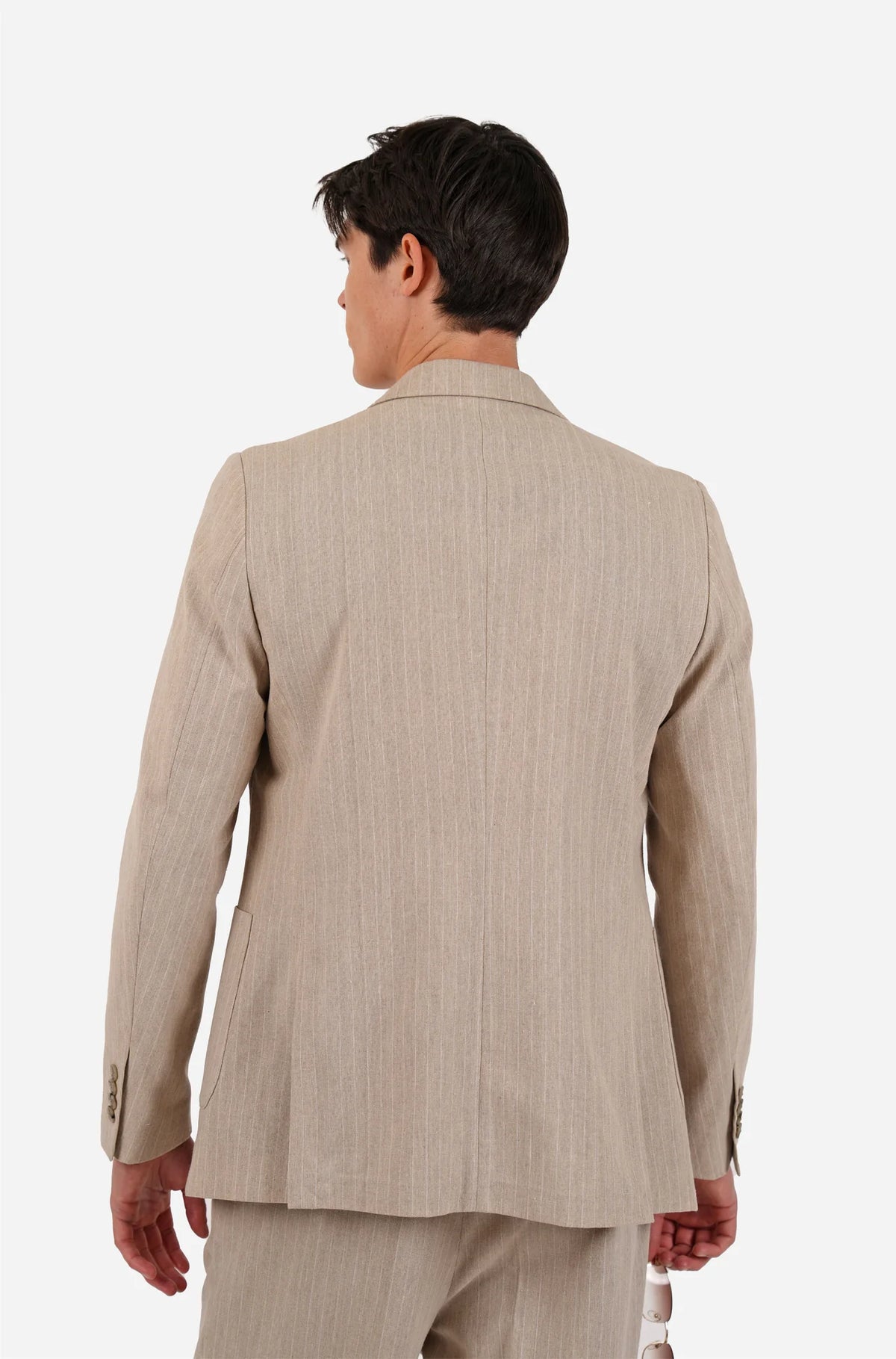JAMES HARPER LINEN BLEND DOUBLE BREASTED PIN STRIPE BLAZER JHJ160