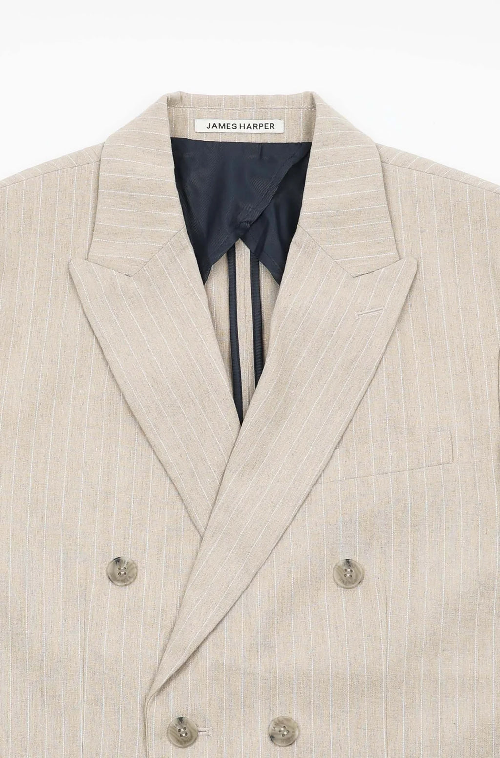 JAMES HARPER LINEN BLEND DOUBLE BREASTED PIN STRIPE BLAZER JHJ160