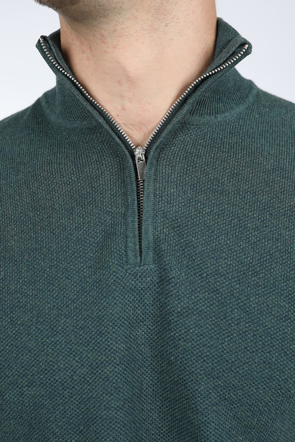 JAMES HARPER COTTON CASHMERE DIAMOND 1/4 ZIP NECK KNIT JHK52
