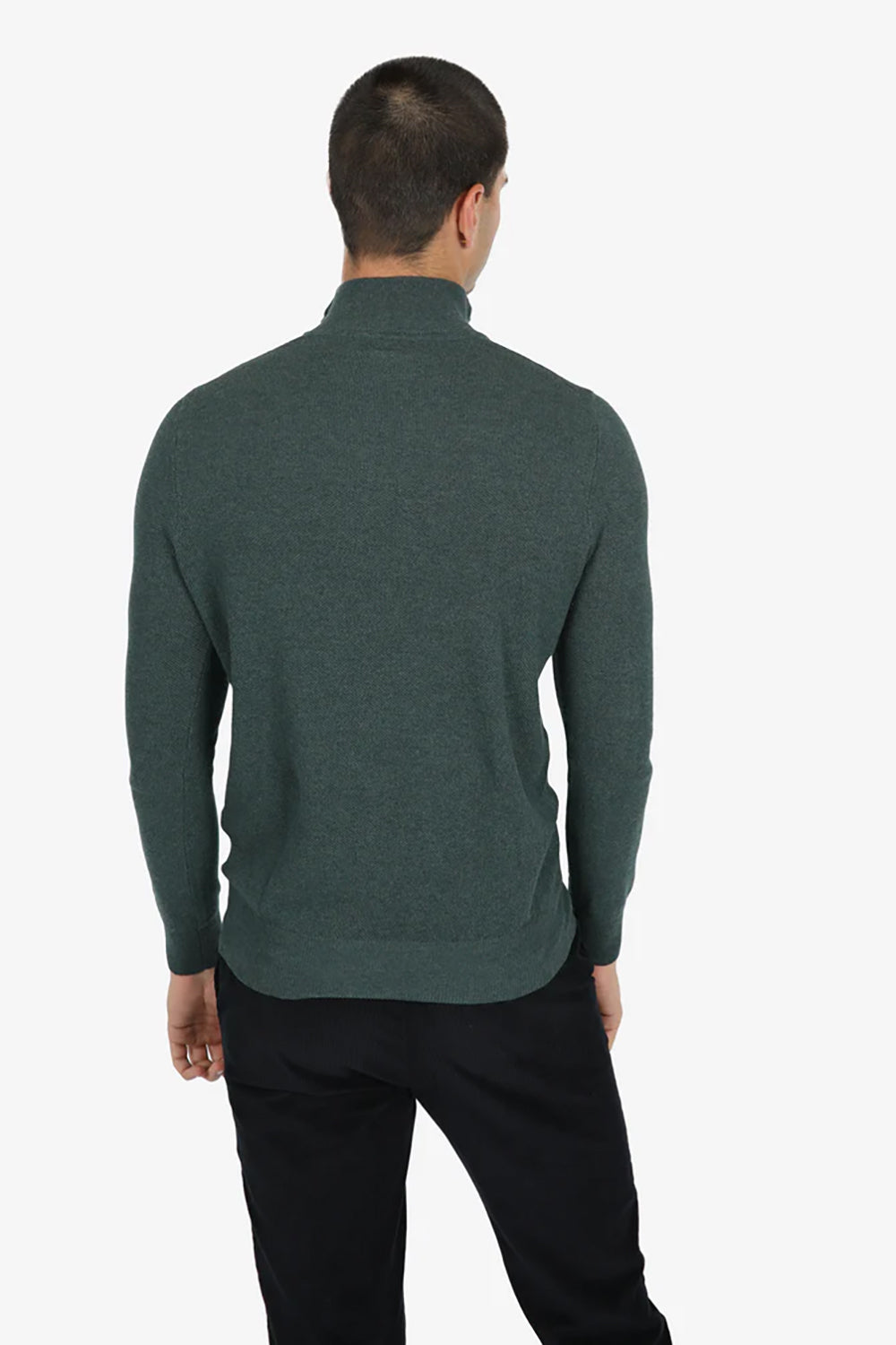JAMES HARPER COTTON CASHMERE DIAMOND 1/4 ZIP NECK KNIT JHK52