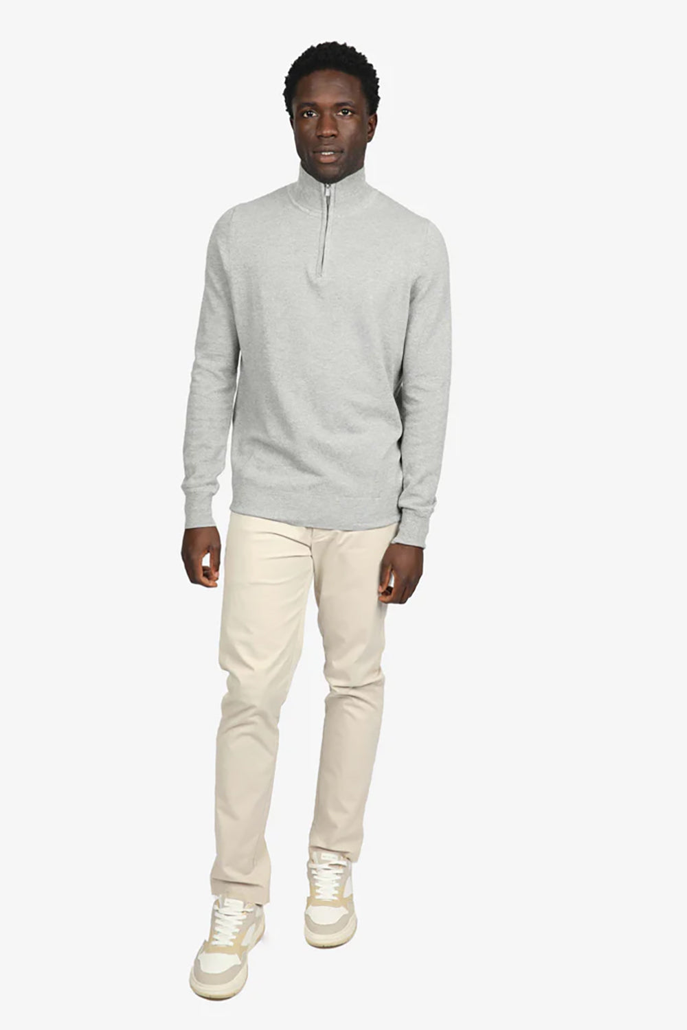 JAMES HARPER COTTON CASHMERE DIAMOND 1/4 ZIP NECK KNIT JHK52