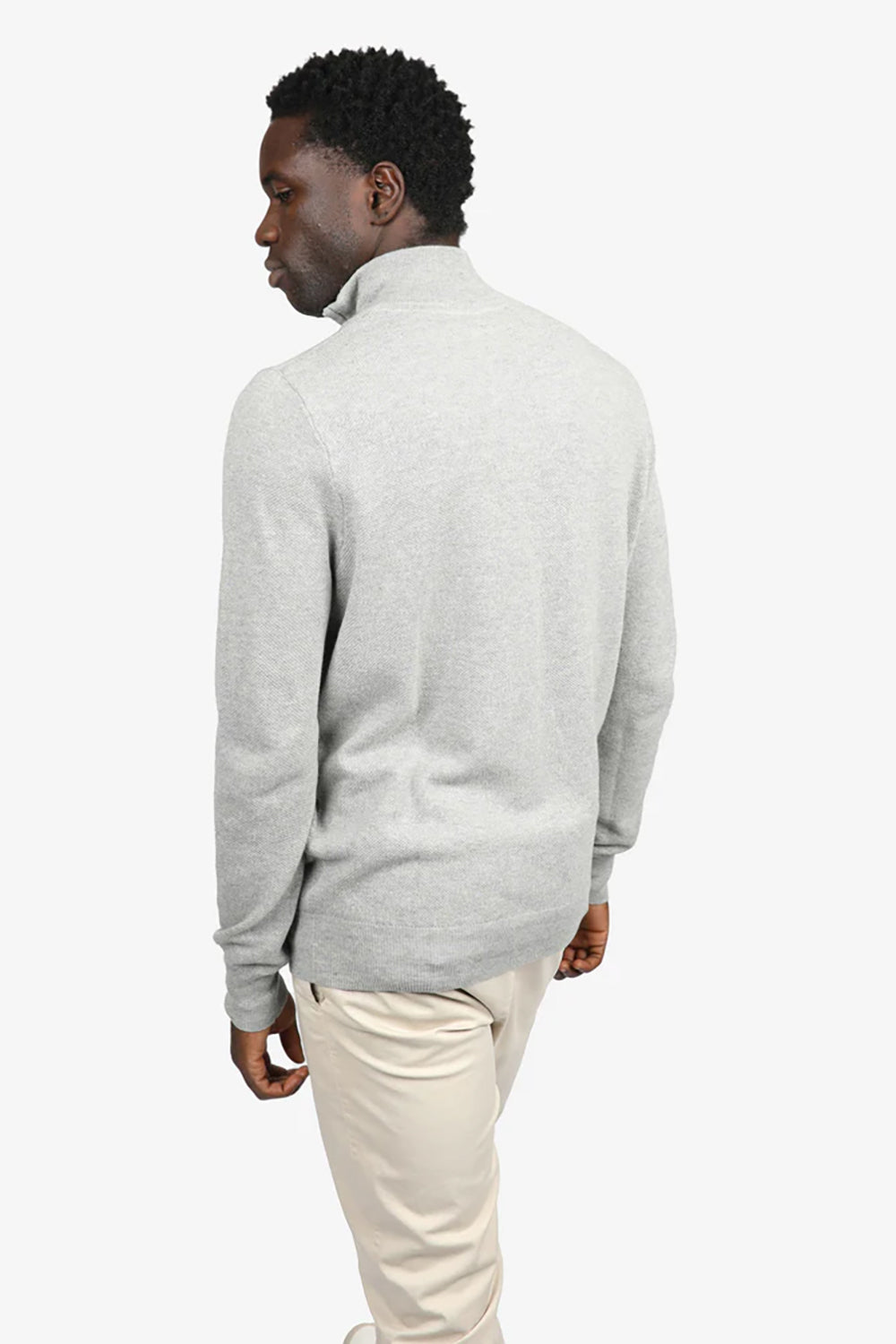 JAMES HARPER COTTON CASHMERE DIAMOND 1/4 ZIP NECK KNIT JHK52