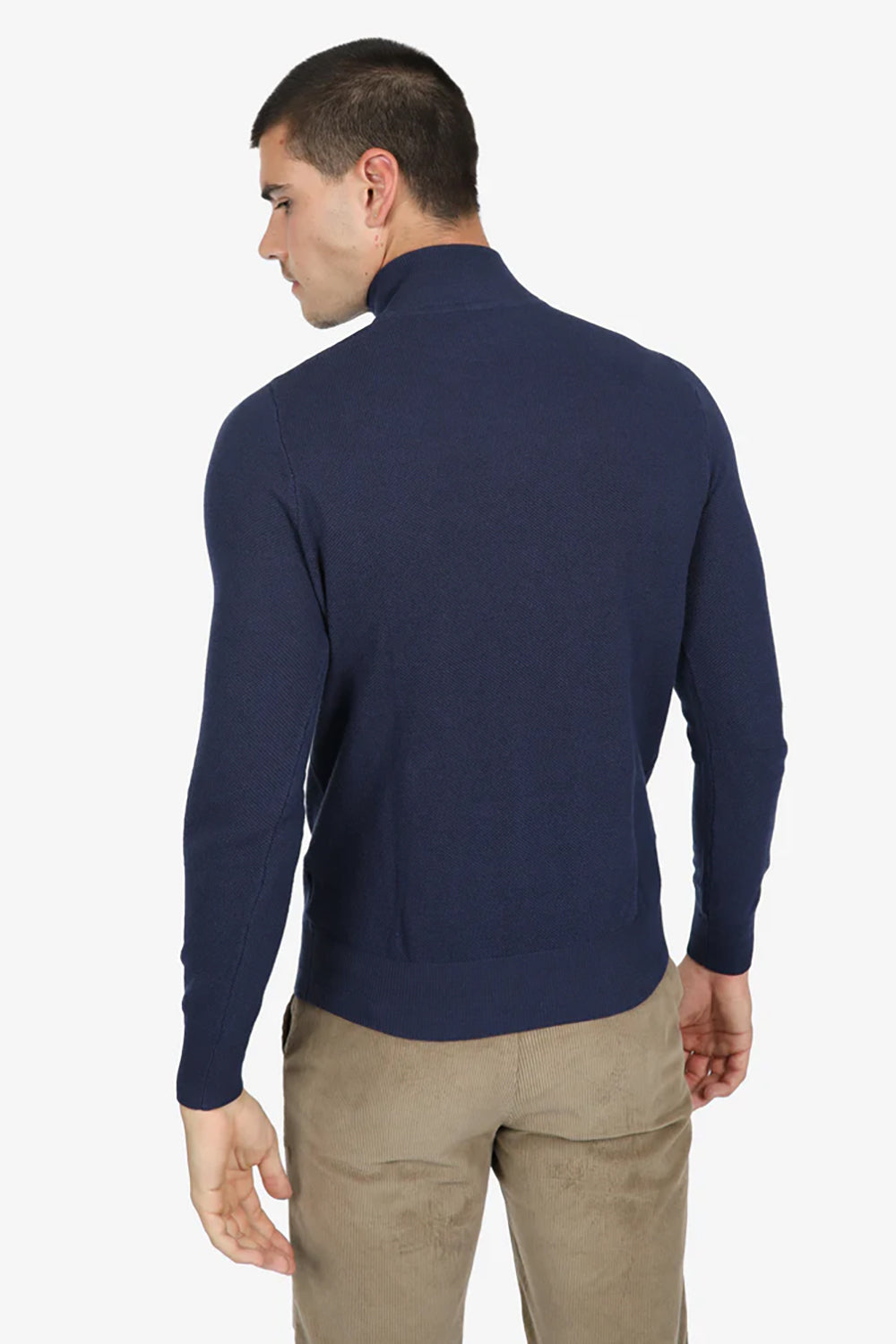 JAMES HARPER COTTON CASHMERE DIAMOND 1/4 ZIP NECK KNIT JHK52