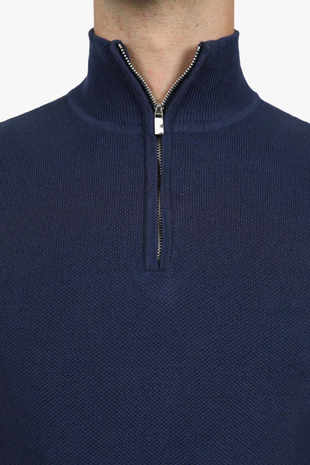 JAMES HARPER COTTON CASHMERE DIAMOND 1/4 ZIP NECK KNIT JHK52