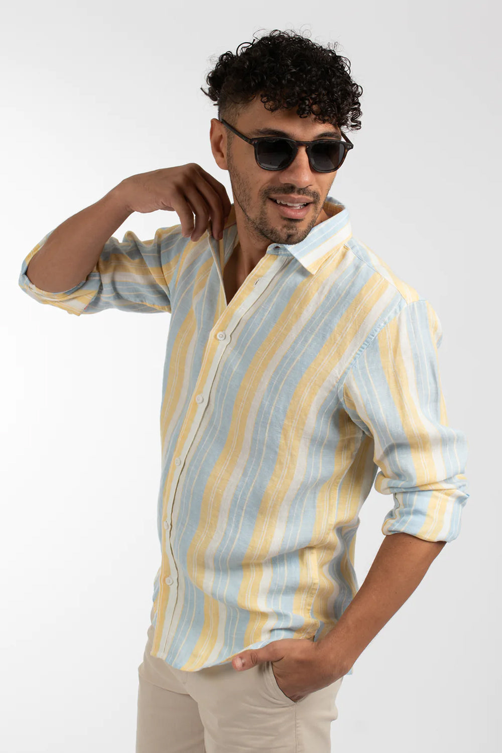 JAMES HARPER PURE LINEN STRIPE L/S SHIRT JHS506