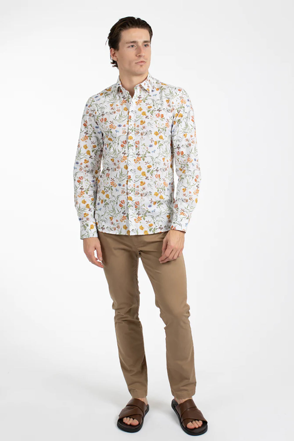JAMES HARPER GREEN FLORAL BURST COTTON POPLIN L/S SHIRT JHS510