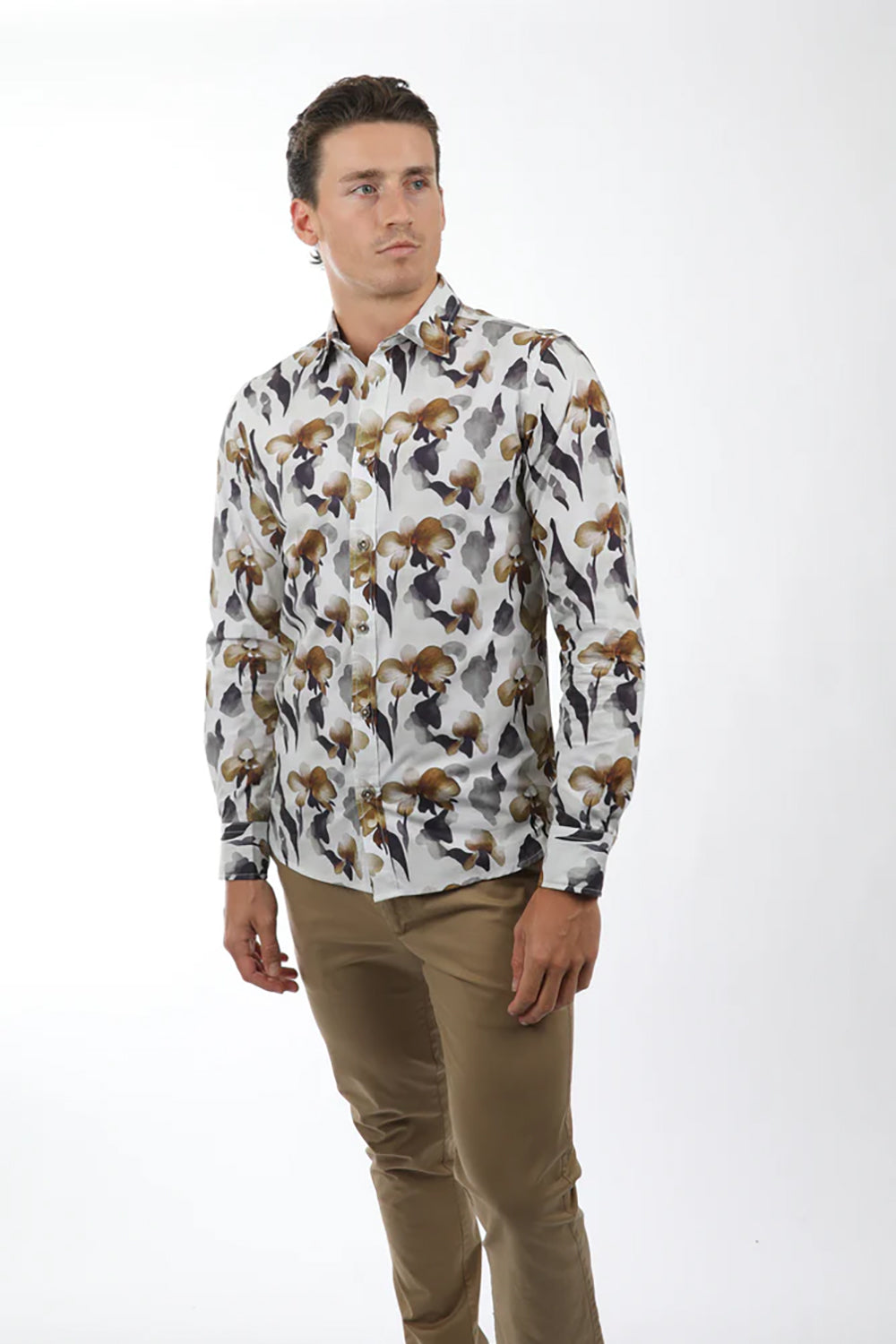 JAMES HARPER PEACHED COTTON L/S FLORAL SHIRT JHS530