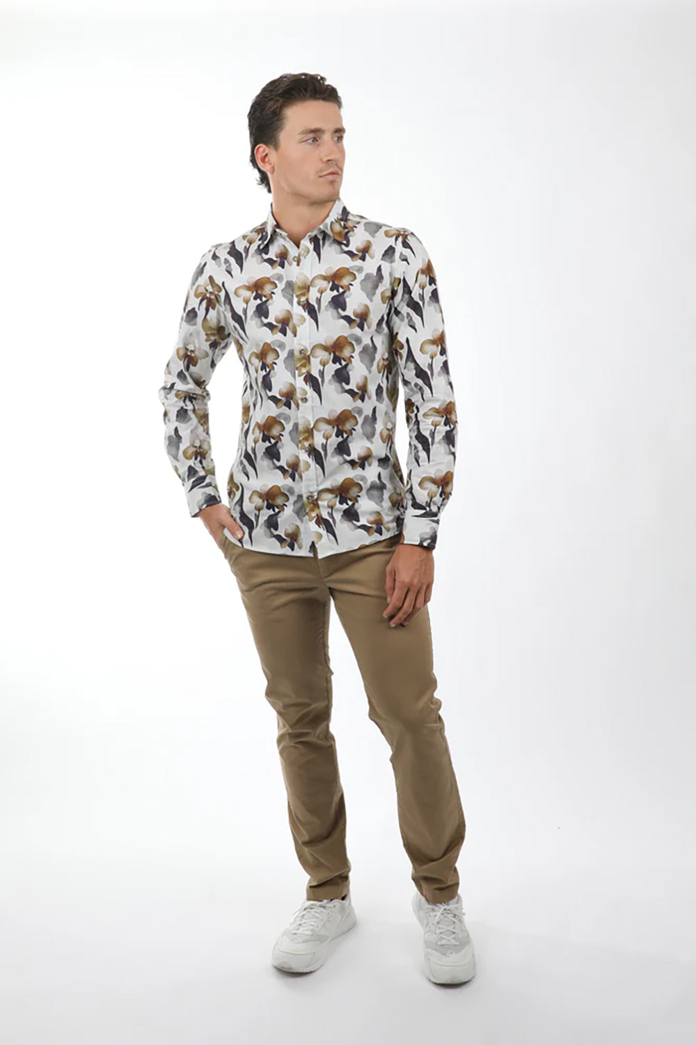JAMES HARPER PEACHED COTTON L/S FLORAL SHIRT JHS530