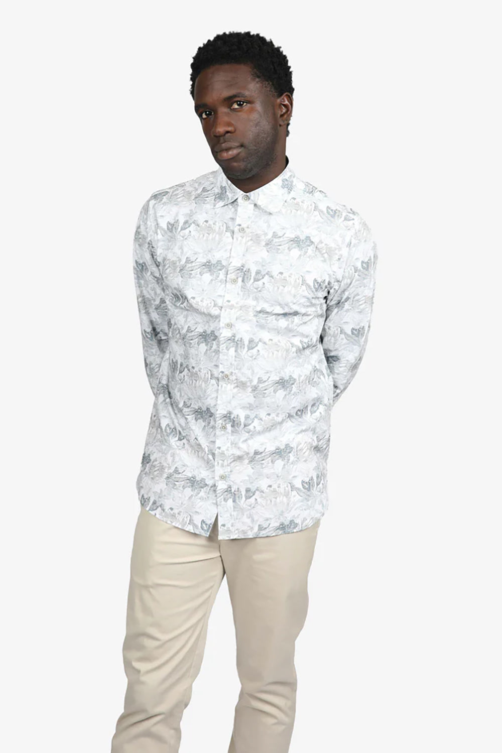 JAMES HARPER COTTON POPLIN L/S FADED FLORAL SHIRT JHS531
