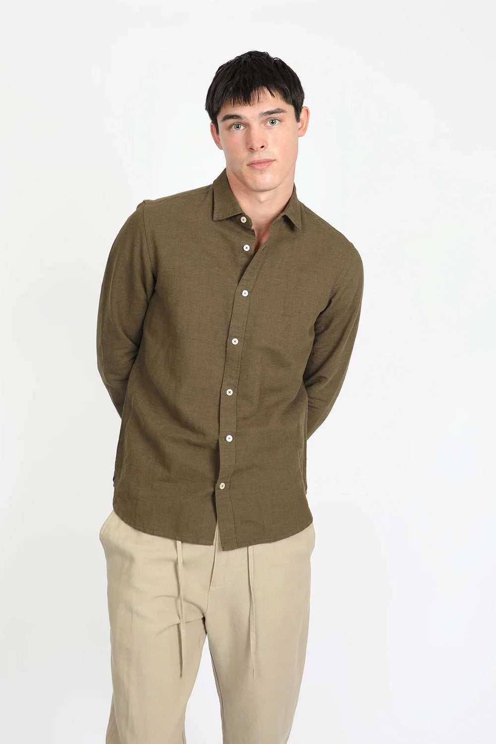 JAMES HARPER LINEN COTTON BLEND L/S SHIRT JHS554