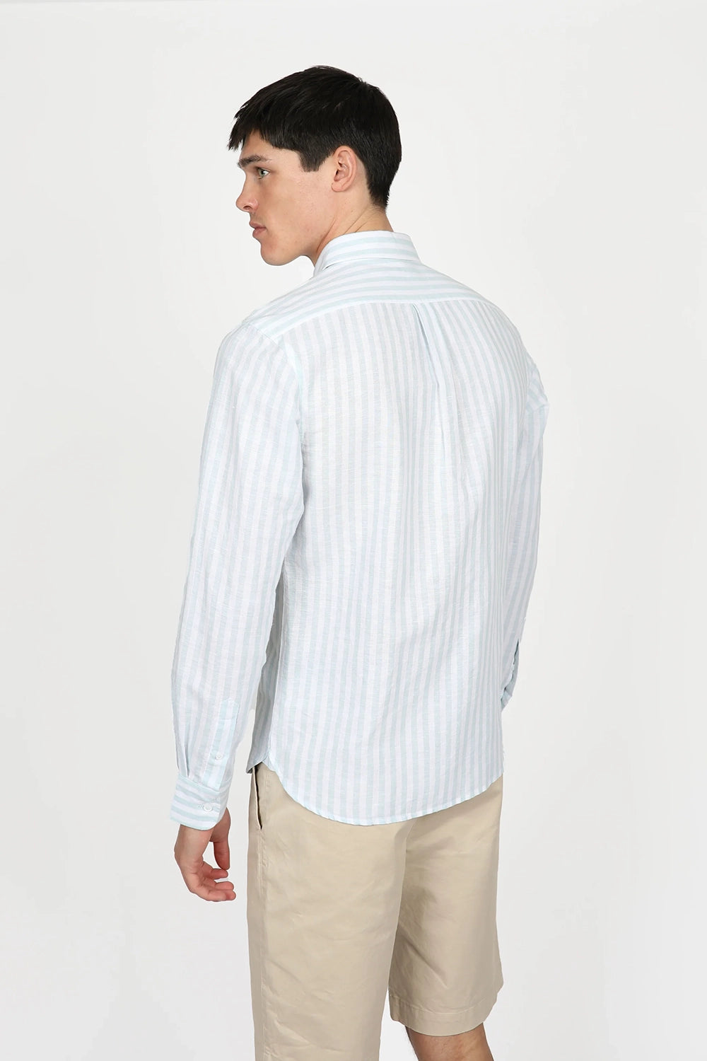 JAMES HARPER LINEN COTTON BLEND EVEN STRIPE L/S SHIRT JHS558