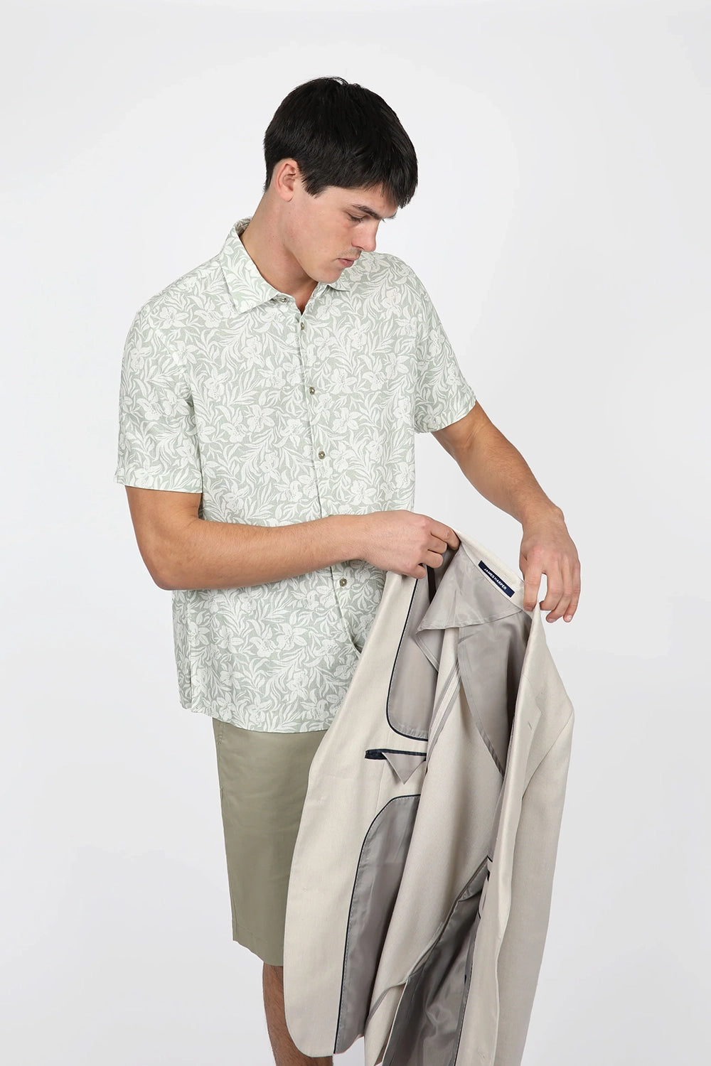 JAMES HARPER HIBISCUS PRINT LINEN VISCOSE S/S SHIRT JHS575