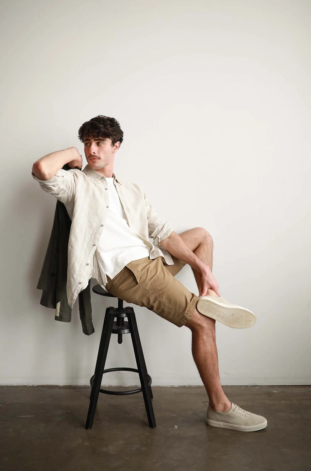 JAMES HARPER TEXTURED SELF STRIPE LINEN / COTTON L/S SHIRT JHS600