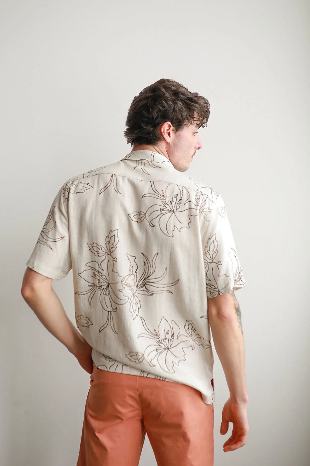 JAMES HARPER CUBAN COLLAR PRINT LINEN / VISCOSE S/S SHIRT JHS612