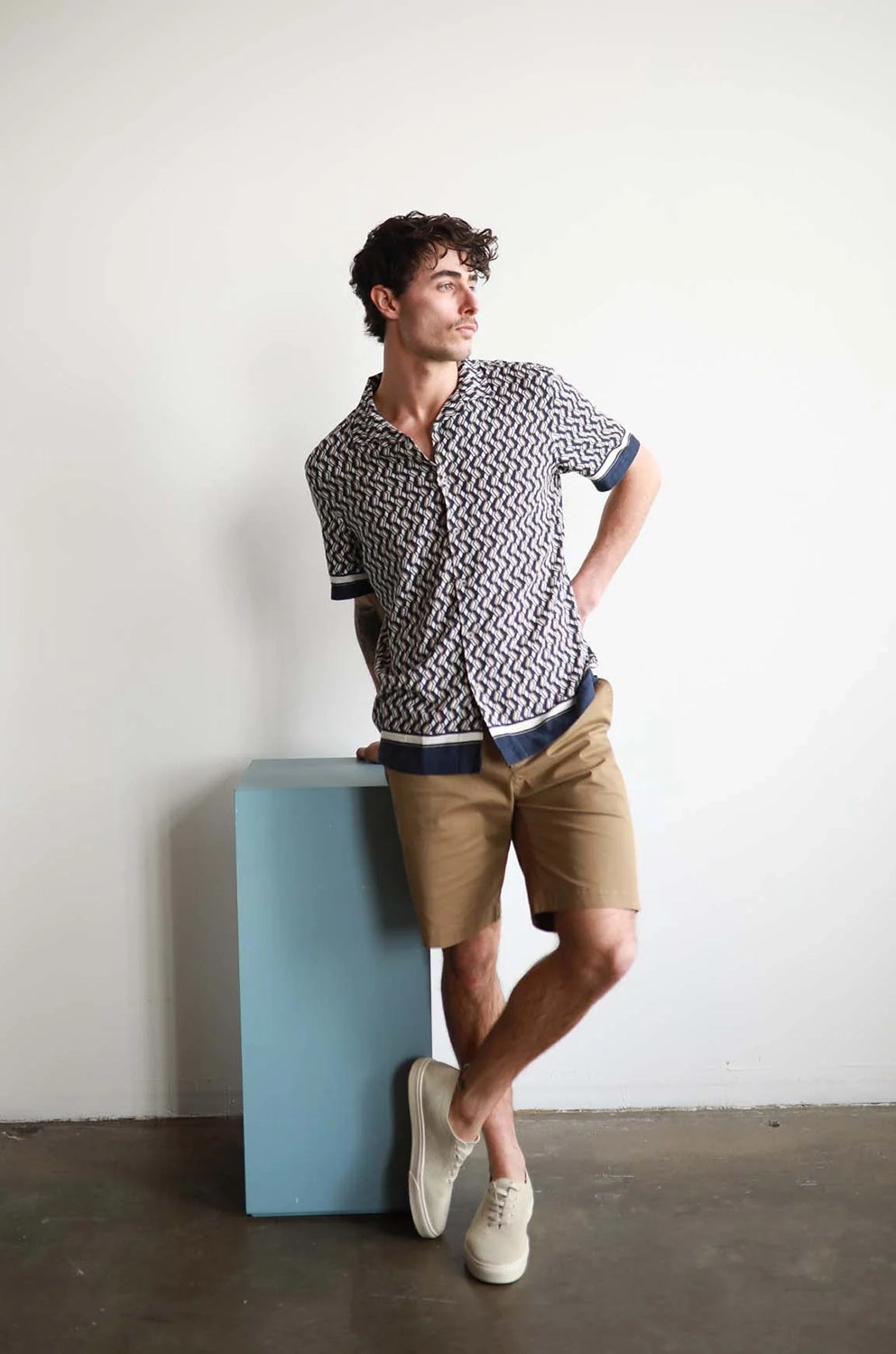 JAMES HARPER CUBAN CANNES BORDER PRINT LINEN / VISCOSE S/S SHIRT JHS624