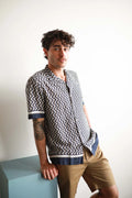 JAMES HARPER CUBAN CANNES BORDER PRINT LINEN / VISCOSE S/S SHIRT JHS624