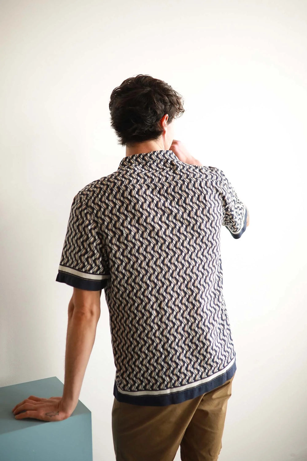 JAMES HARPER CUBAN CANNES BORDER PRINT LINEN / VISCOSE S/S SHIRT JHS624