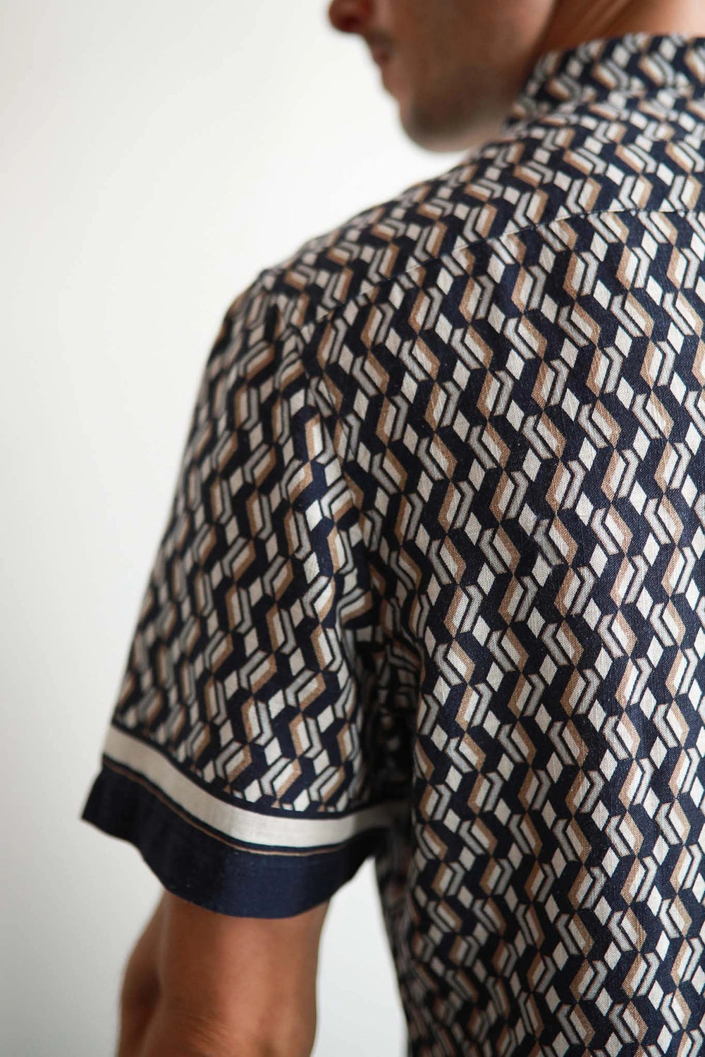 JAMES HARPER CUBAN CANNES BORDER PRINT LINEN / VISCOSE S/S SHIRT JHS624