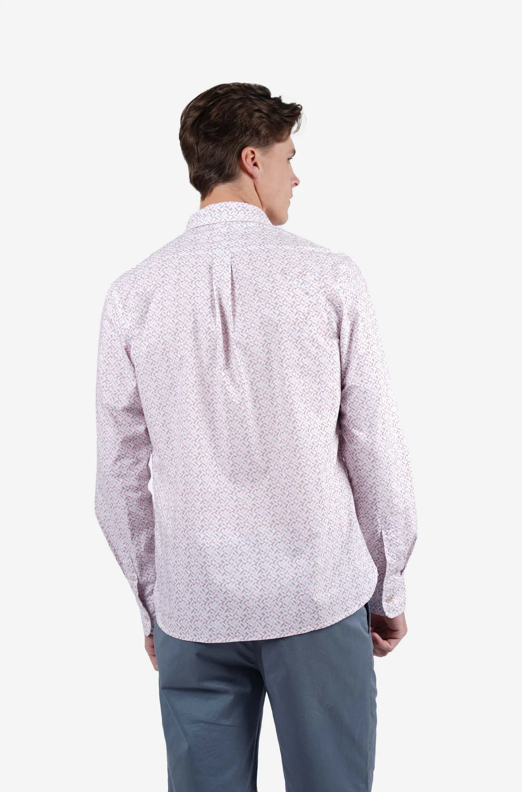 JAMES HARPER GEO PRINT PEACHED COTTON POPLIN L/S SHIRT JHS718