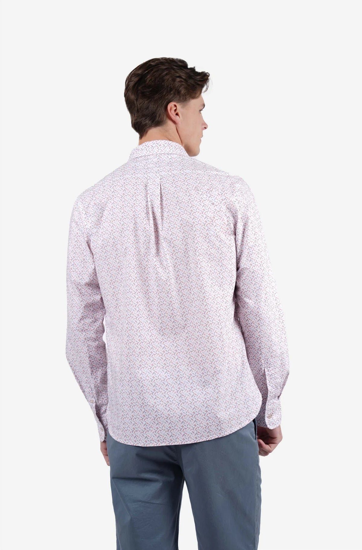 JAMES HARPER GEO PRINT PEACHED COTTON POPLIN L/S SHIRT JHS718