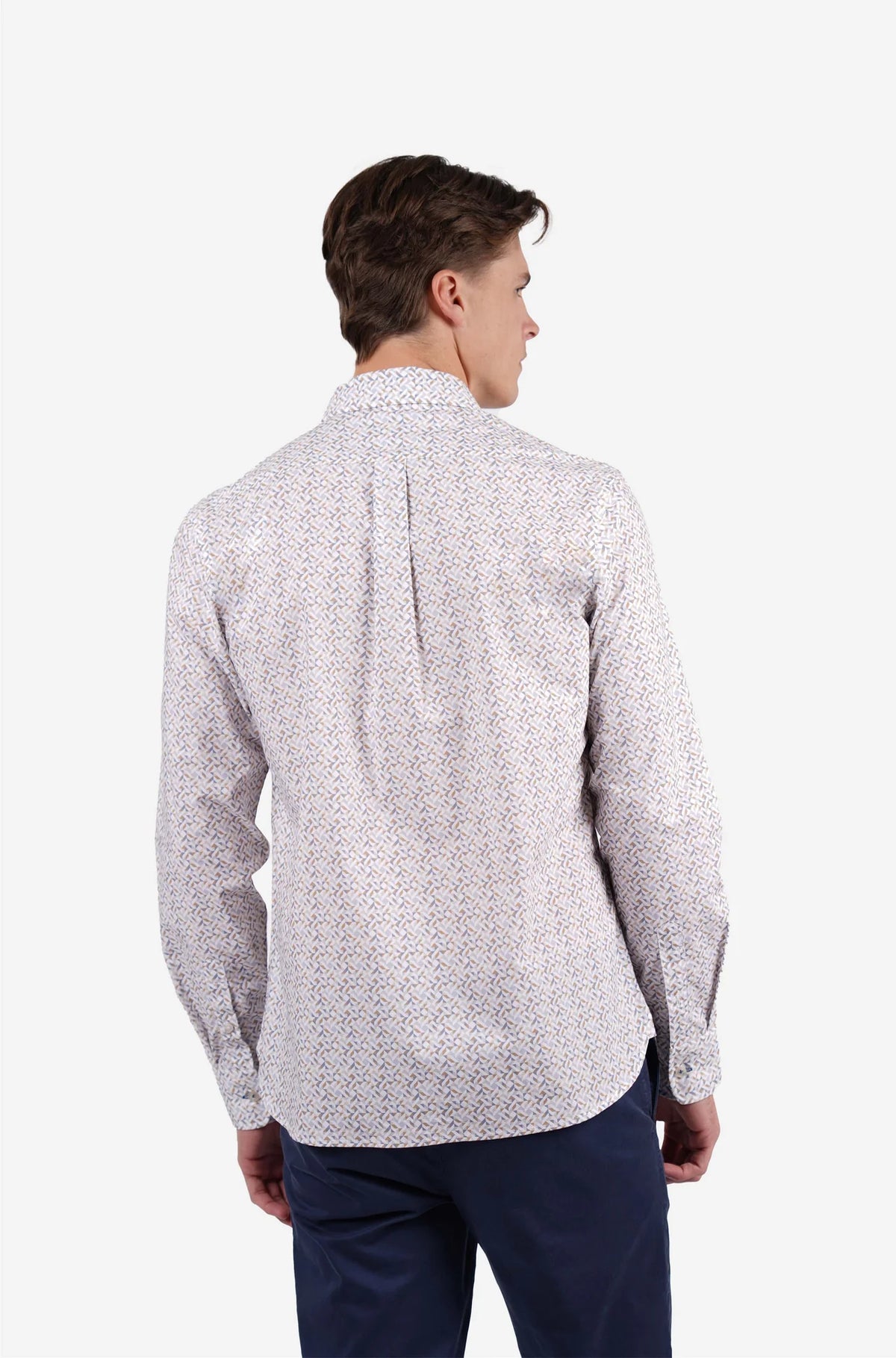 JAMES HARPER GEO PRINT PEACHED COTTON POPLIN L/S SHIRT JHS718