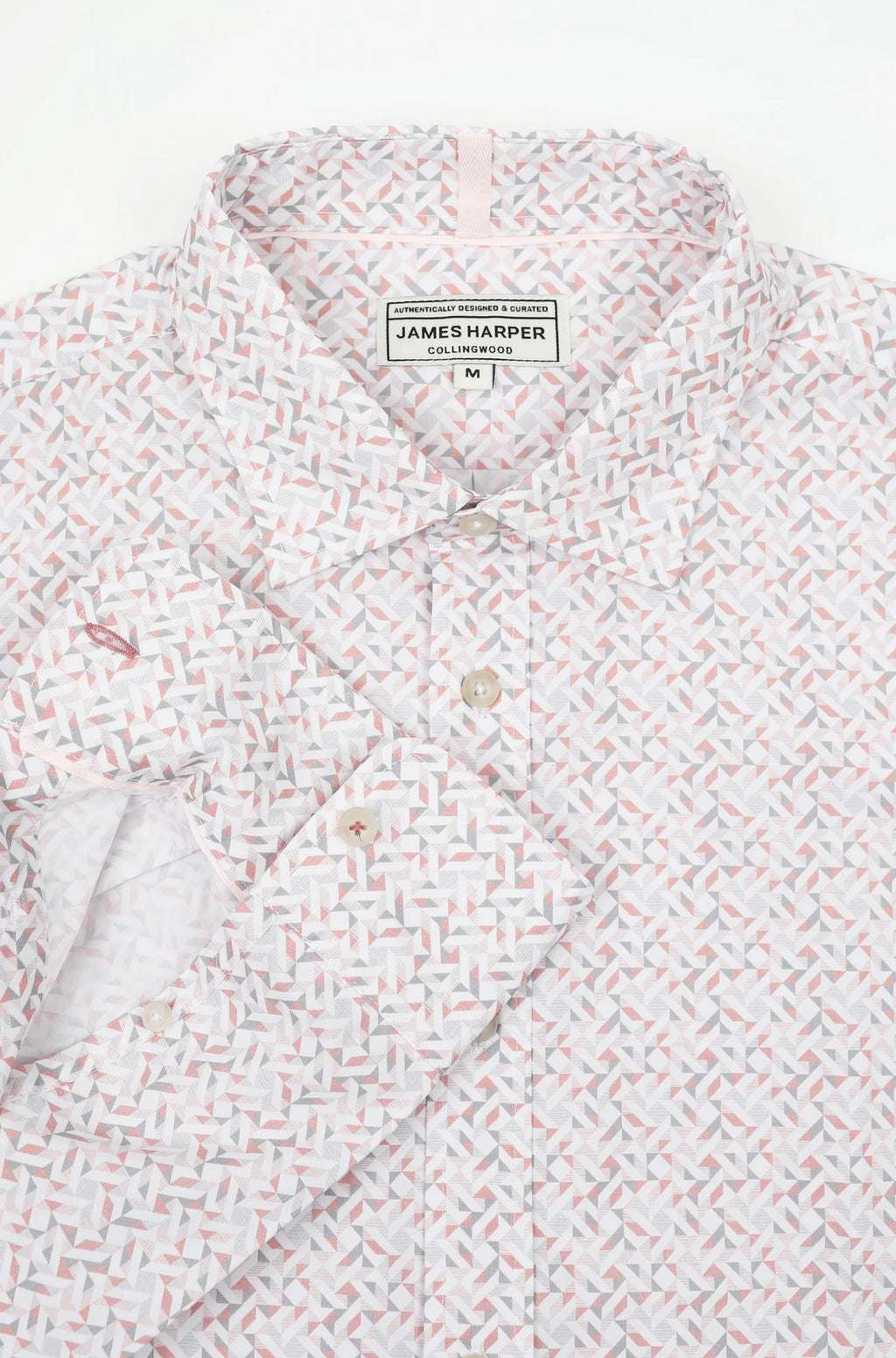 JAMES HARPER GEO PRINT PEACHED COTTON POPLIN L/S SHIRT JHS718