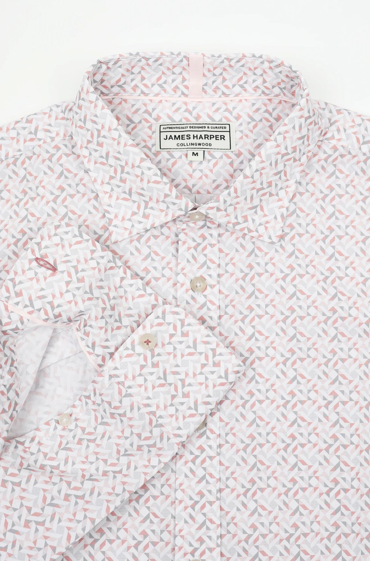 JAMES HARPER GEO PRINT PEACHED COTTON POPLIN L/S SHIRT JHS718