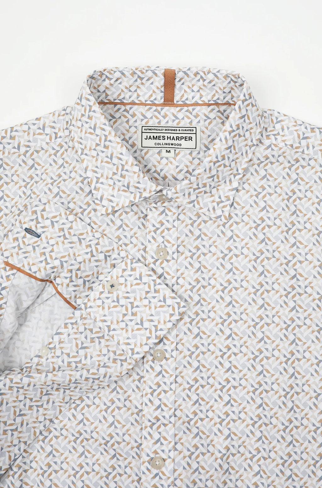 JAMES HARPER GEO PRINT PEACHED COTTON POPLIN L/S SHIRT JHS718
