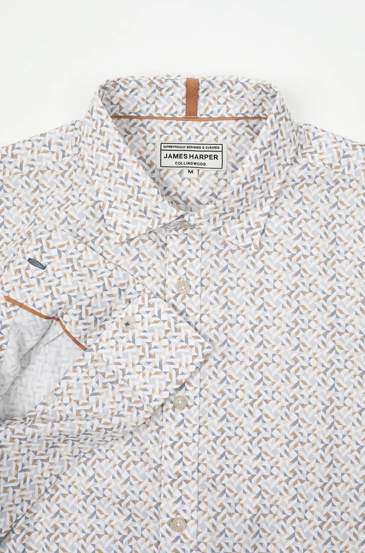 JAMES HARPER GEO PRINT PEACHED COTTON POPLIN L/S SHIRT JHS718
