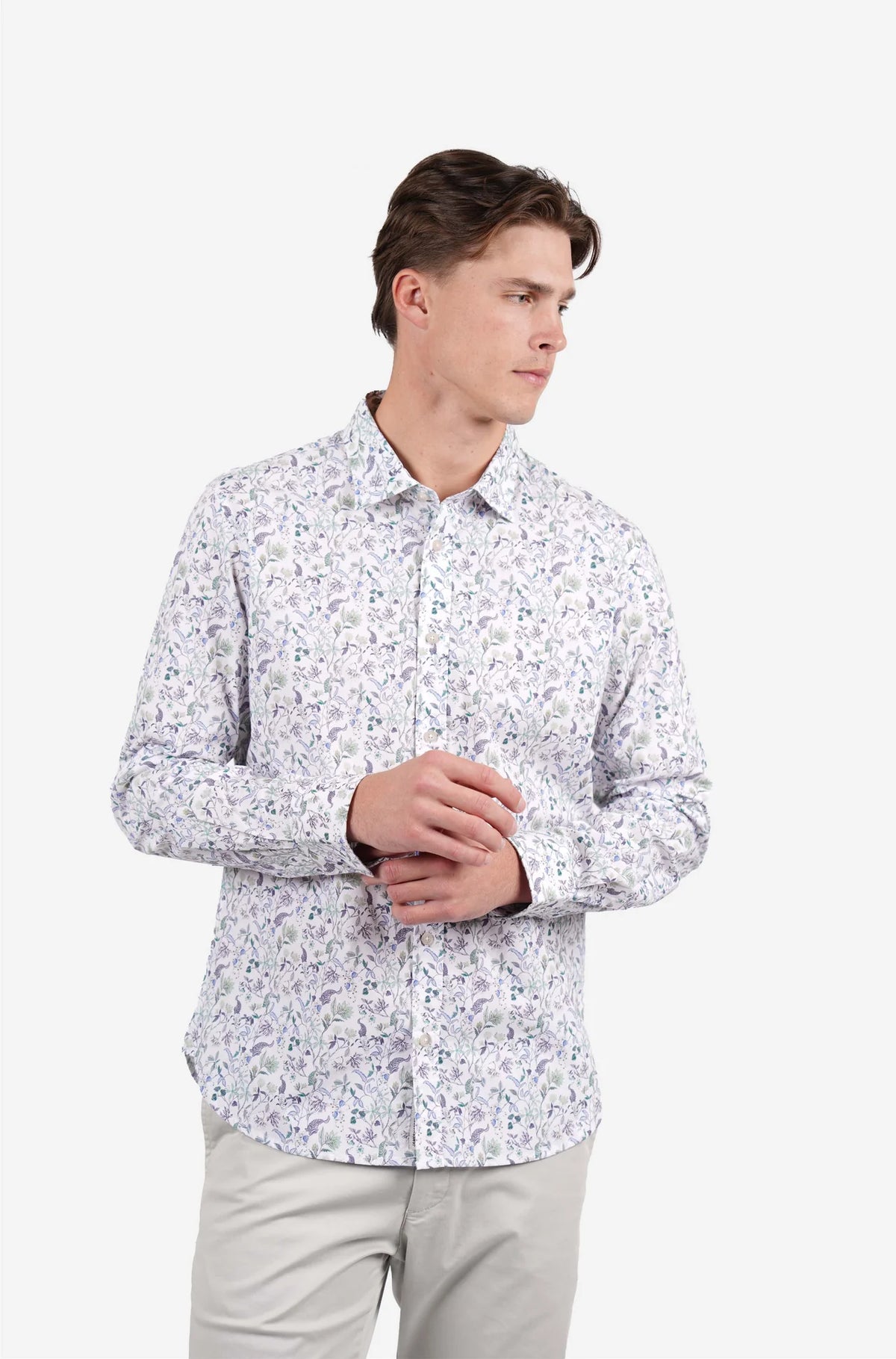 JAMES HARPER SICILY FLORAL PRINT COTTON POPLIN L/S SHIRT JHS722
